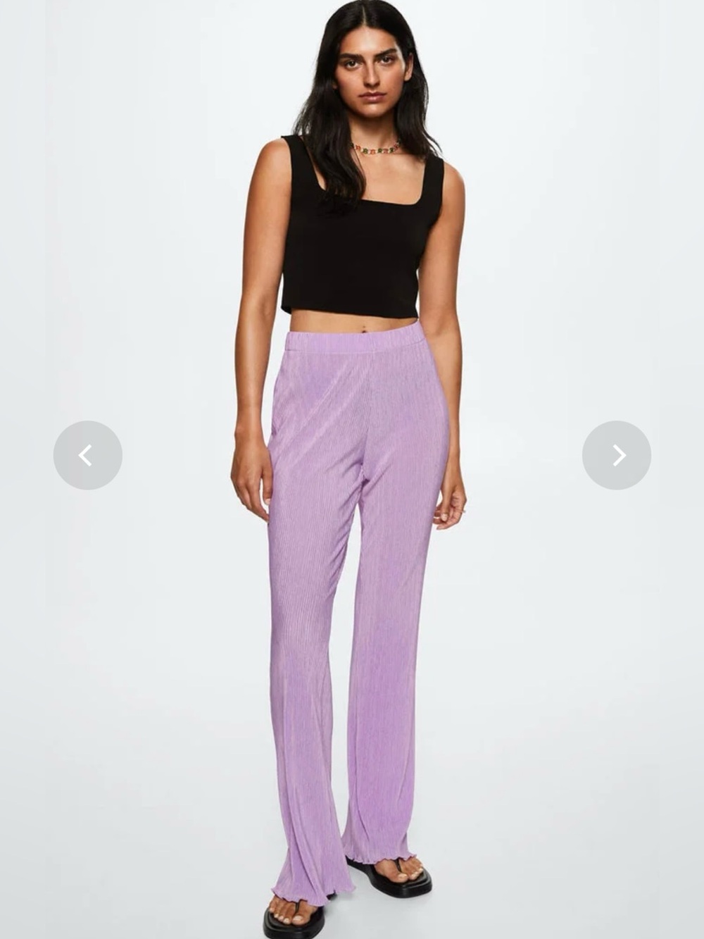 Mango Ribbed Wide-Leg Pants in Lilac - Picture 3 of 9